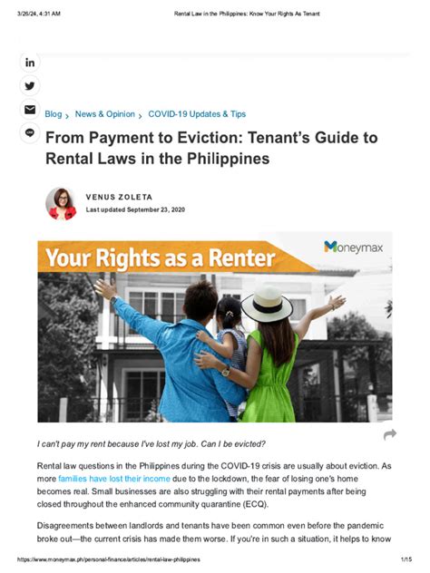 Rental Law in the Philippines: Know Your Rights As Tenant .